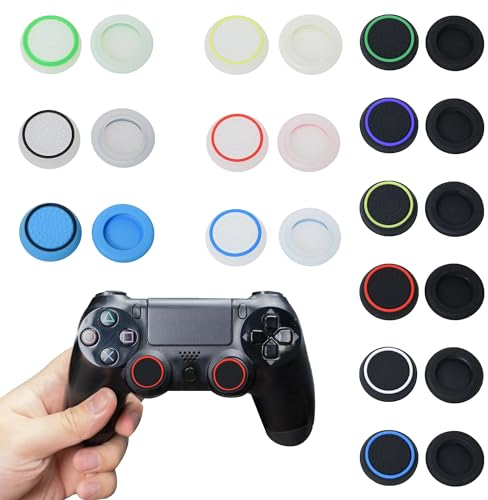 24PCS Controller-Zubehör Silikonkappen PS5 Controller Zubehör rutschfest Angenehme Haptik PS5 Zubehör Caps für Xbox One Series X/S, PS4, PS5 Controller Stick Aufsätze Joystick Schutz Aufsätze