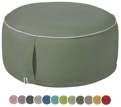 heimtexland Outdoor Pouf Sitzkissen wetterfest Garten Bodenkissen ausblasbar Fußhocker Yoga Lounge Hocker Tisch Party Deko Sitzsack 25x55 Typ551 Oliv