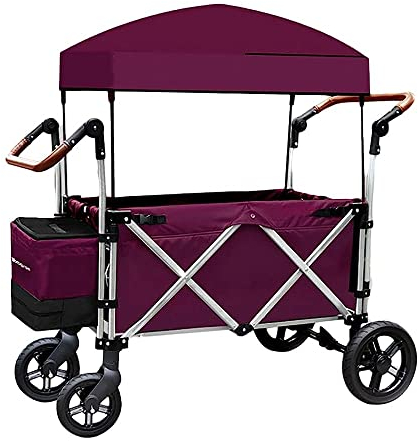 CRBUDY Handwagen, zusammenklappbarer G-Arden Trolley-Karren, tragbarer Hochleistungswagen mit Überdachung, multifunktionaler Einkaufswagen für Outdoor-Camping am Strand, Handziehwagen mit