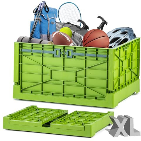 LivLab Mker Crates For Storage, Large Folding Storage Containers, Plastic Baskets For Organizing, Foldable Crate With Handles, For Garage, Plant, Outdoor Campsites, Home Storage & Transport (D1018-A)