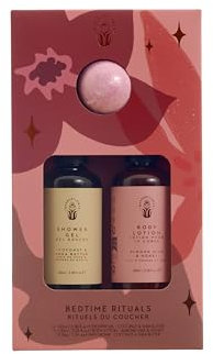 Wanderflower Bedtime Rituals Set Almond Milk & Honey Body Lotion, Coconut & Shea Butter Shower Gel and Bath Bomb, Soothing and Relaxing Pack