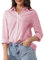YloveM Chemise Femme à Manches Longues Col en V Élégant Chemise en Coton et Lin Décontracté avec Boutons Chemise Ample à Manches pour Le Travail