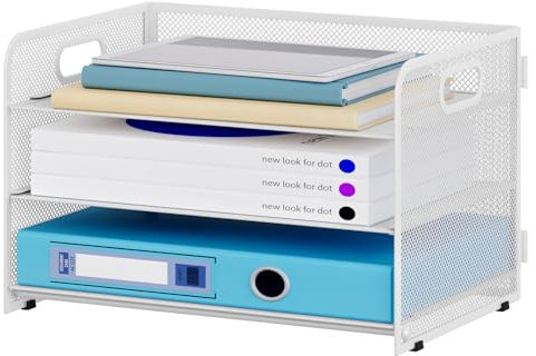 JEBELE 3 Fächer A4 Metall Büro Schreibtisch Organizer Dokumentenhalter Aktenablage Zeitschriftenhalter Briefablage Papier,Weiß