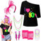 Sekepingo 80er Jahre Kleidung Damen, 80er Jahre Kostüm Damen Set Retro Trainingsanzug Kostüm mit T-Shirt Netzhandschuhe Stirnband Ohrring Halskette Armband (XL)