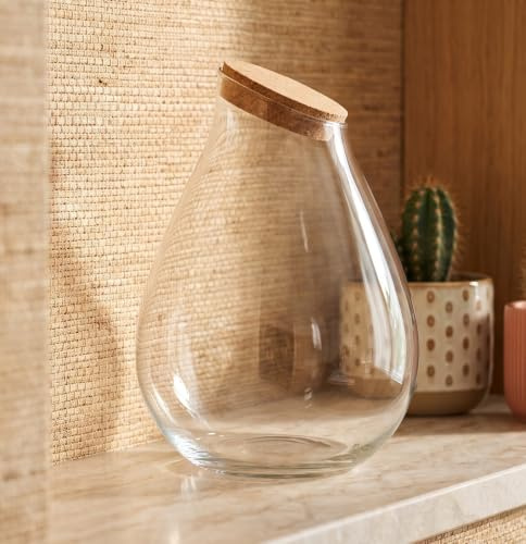 urbanjngl - Terrarium Flasche Drop XXL mit Korken für Flaschengarten und Pflanzenterrarium - Recyclingglas, ca. 18,5 Liter - Durchmesser 34 cm, Höhe 43 cm