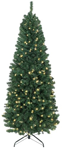 HOMCOM Sapin de Noël Artificiel 180 cm LED Synchronisées Colorées Vert | Télécommande, Arbre de Noël à 12 Modes, Minuterie, 899 Pointes de Branche Articulée, Support en Métal Pliable