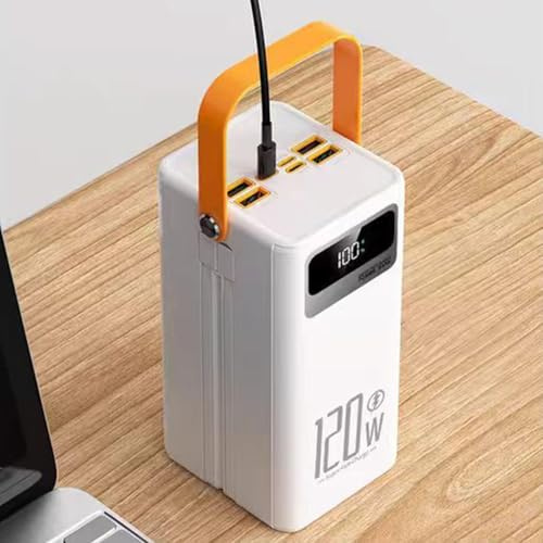 Cargador Solar 50000mAh - Batería Externa con 120W Y Cables Integrados | Power Bank Solar para Camping | Carga Rápida USB C | 4 Salidas + Linterna LED | Aire Gratuito