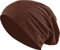 Jersey Baumwolle elastisches Long Slouch Beanie Unisex Herren Damen mit Strass Stern Steinen Mütze Heather in 35 (7) (Brown)