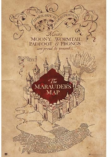Grupo Erik - Poster Harry Potter Karte des Rumbtreibers - Kunstdruck - Deko für Wohnzimmer oder Schlafzimmer - Größe: 61 x 91 cm - Offizielle Lizenz - Harry Potter Fanartikel