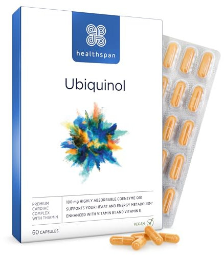 Healthspan Ubiquinol 100mg | 60 Capsules | Coenzyme Q10 | Added Vitamin B1 | Heart Health | Energy Metabolism | Vegan