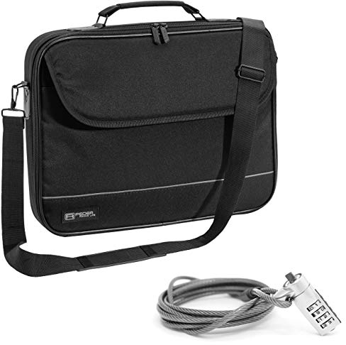 PEDEA Laptoptasche Fair Notebook-Tasche bis 15,6 Zoll (39,6 cm) Umhängetasche mit Schultergurt inkl. Notebookschloss, Schwarz