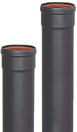 S&M 485503 – Tubería esmaltada macho-hembra color negro Ø 80 mm y 25 cm de largo | Conducto para salida de chimeneas y estufas de pellet | Resiste la corrosión y aguanta hasta 900 °C
