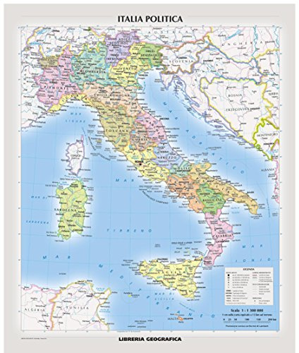 Landkarte Politische Italien, 39,5 x 116,8 cm, laminiert