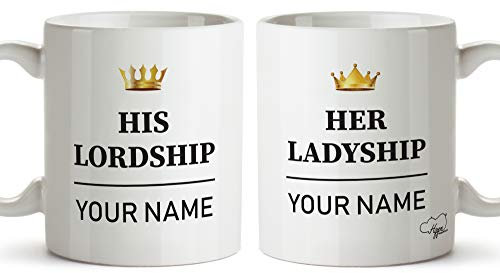Hippowarehouse His Lordship her Ladyship Valentines Twin Pack Printed Mug Cup Ceramic 10oz