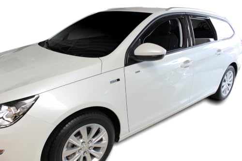 J&J AUTOMOTIVE Windabweiser passend für Peugeot 308SW Kombi 2014-2021 4tlg, Heko Regenabweiser Vorne Hinten Getönt Dunkel Passform