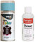 TRG Lederfarbspray 150ml Lederfarbe + Primer & Lederreiniger 100ml für Glattleder | Spray für Schuhe, Kunstleder & Stoffe, starke Deckkraft, viele Farben inkl. Metallic (hellblau 334/36)