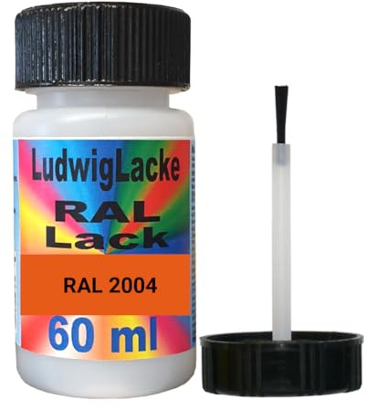 LudwigLacke 60 ml Lackstift mit Pinsel im Farbton RAL 2004 Reinorange