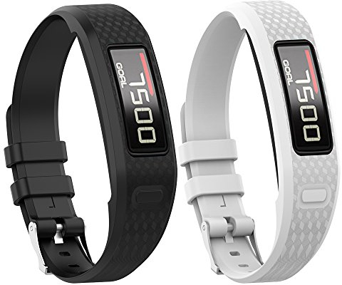 Yikamosi Kompatibel mit Garmin vivofit 1/vivofit 2 Armband,Soft-Silikon Watch Armband Atmungsaktiv Ersatz Strap für Garmin vivofit 1/vivofit 2(Large,Balck+White)