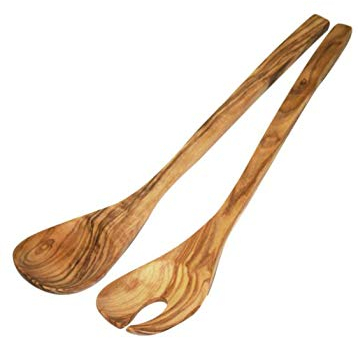 KeboLiv 2 TLG. Salatbesteck Monaco der Marke, Olivenholz mit Einer Länge von ca. 30 cm, wunderschöne Maserung, stilvoll und hochwertig, jedes Stück ist handgefertigt und damit EIN Unikat!