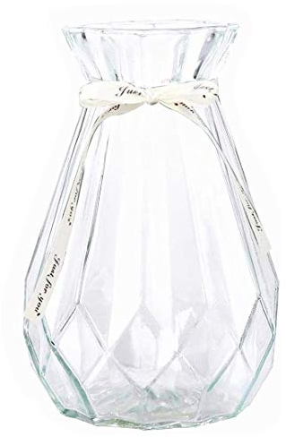Rubellen Jarrón de cristal transparente para flores, diseño geométrico facetado florero para oficina, dormitorio, sala de estar, cena o decoración del hogar, 14,5 cm
