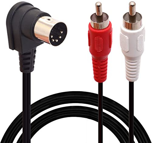 HTGuoji Cavo DIN 5 pin a RCA, connettore DIN 5 pin ad angolo retto a 90 gradi maschio a 2 RCA maschio Cavo audio di qualità professionale per Bang & Olufsen, Naim (50 cm / 1.6 FT)