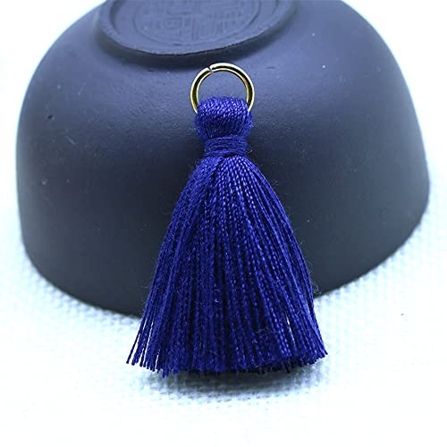 Duories 50 Stück Mini Quasten Anhänger,3cm Baumwolle Fransen Tassel Troddel Armband Schlüsselanhänger Basteln Quaste für Ohrringe Schmuckherstellung Taschen Lesezeichen DIY Handwerk Zubehör,Navy blau