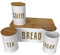 Crystals Bread Bin with Air Sealed Bamboo Lid - 4pcs Bread Bin Set of Tea, Coffee, Sugar Tins - White
