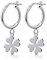 Amberta Damen Creolen Baumeln Ohrringe aus 925 Sterling Silber: Kleeblatt Charm Creolen