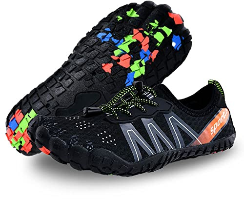 FELOVE Chaussures Courir Plage Plongée / Surf Rock / Snorkeling, / Pieds Nus, Pantoufles, Chaussures de Yoga pour Hommes et Femmes, Neopre éponge Sole Chaussures de Plage 966 Noir 40 EU