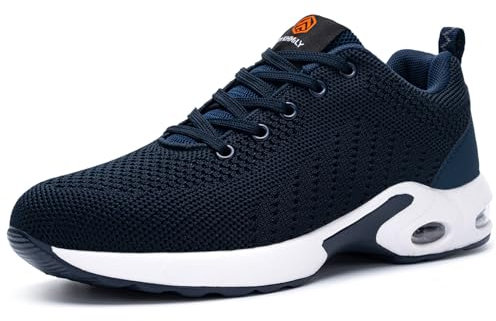 DYKHMILY Sicherheitsschuhe Damen Leicht Luftkissen Arbeitsschuhe mit Stahlkappe Atmungsaktiv Sportlich Schutzschuhe Industrie Handwerk Sneaker (Formelles Blau,40EU)