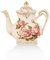 CHILDIKE Europäische Porzellan-Teekanne mit Vintage-Blumenmuster, elfenbeinfarbener Goldrand, Geschenk für Frauen, rote Rose, 800 ml