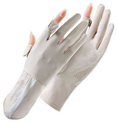 SUJAYU Gants de protection UV pour femme, gants de conduite pour femme, gants UV, gants de protection solaire, gants fins, gants de cyclisme pour femme (beige)