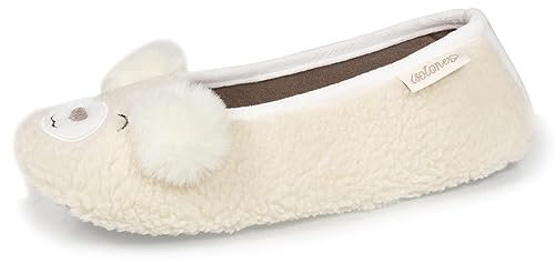 Isotoner Chaussons extra-light pantoufles Ballerines femme, 39/40 EU, ivoire