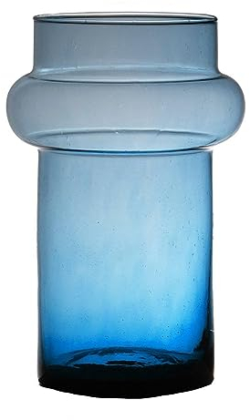 INNA-Glas Glas Vase Justo, recycelt, blau-klar, 25 cm, Ø 16 cm - Design Vase