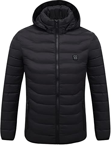 Veste Chauffante électrique Homme et Femme Manteau Chauffant USB Vêtements Chauffant Hiver Chaud Léger Manteau Doudoune Veste Capuche avec 8 Niveaux de Chauffage,Interface USB Hiver Chaud Manteau