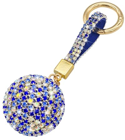 JNNJ Porte-Clés De Voiture En Cristal, Porte-Clés Avec Boule De Cristal, Bling Porte-Clés Mode Pour Sacs à Main Clés Voiture, Accessoires En Cristal Pour Voitures Décorations De Clés(Bleu)