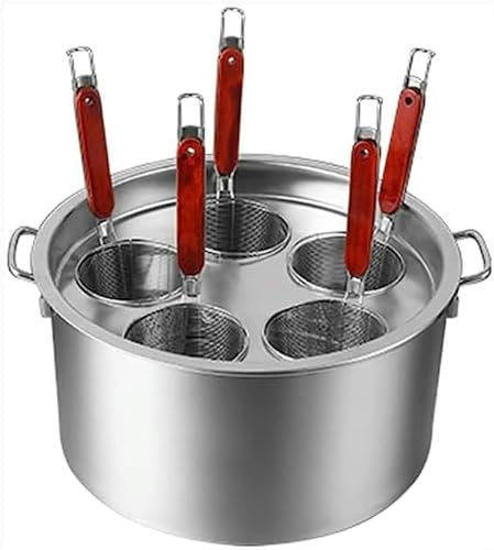 Pentole, Set Cuoci Pasta Commerciale, Pentole per Cottura della Pasta (3/4/5 Fori) con Divisore E Colino Scolapasta, Pentola in Acciaio Inossidabile, 4 Fori