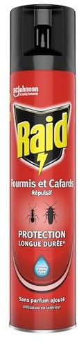 Raid Aérosol Rampants - Répulsif Fourmis et Cafards - Protection longue durée - 1 Aerosol 300 ML