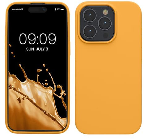 kwmobile Handyhülle für iPhone 15 Pro Max Hülle, für iPhone 15 Pro Max Case - Hülle Silikon - kabelloses Laden - Mango