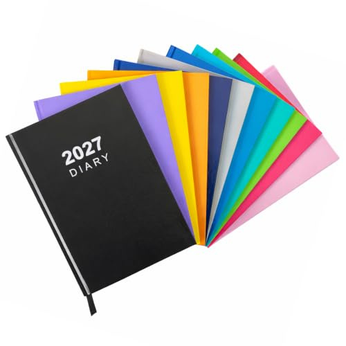 Terminplaner 2027, A5, Wochenansicht, fester Einband, Organizer mit Lesezeichen, Wochen-Termin, Notizbuch, Schwarz