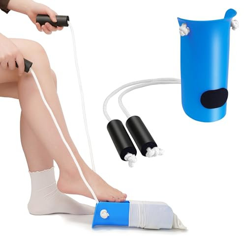 Kekoy Sock Aids for Putting Socks On and Off for Men and Women, Easy to Use Than Sock Aid Stocking Slider with Three-Finger, Sock Helper with Foam Handles for Disabled Aids, Elderly(Blue)