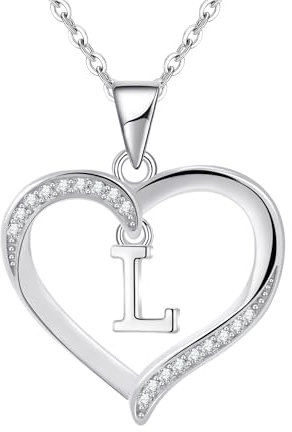 Cosie Lily Geschenke für Frauen Halskette Damen 925er Silber Herz Anhänger mit Buchstabe Sterlingsilber Kette Initialen Kette Silber 925er Ketten Damenschmuck Muttertag Valentinstag