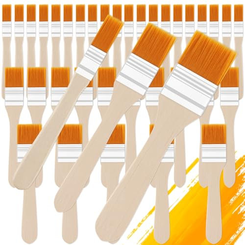 TOKSEO Lot de 35 pinceaux à lasure de différentes Tailles - Pinceaux Plats - Pinceaux de Peinture pour Bricolage, Peinture d'art, Dessin, Peinture Murale, Peinture, Peinture à la Craie