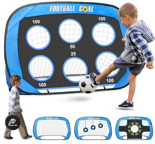 Bnlei 4 in 1 Fussballtore für Garten Kinder, Mini Faltbares Fußballtor Kinder Trainingszubehör, Kleine Fussball Tor mit Torwand, Fußball Tor Trainingsset Tore Gate, 120 x 90 x 90 cm