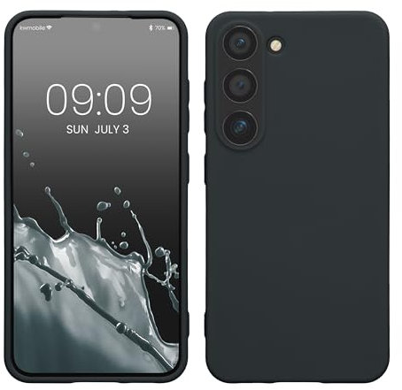 kwmobile Hülle kompatibel mit Samsung Galaxy S23 Hülle - TPU Silikon S23 Handyhülle - Case stoßabsorbierend flexibel - Kabelloses Laden - Heidelbeerblau