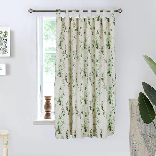 Viste tu hogar Cortina Cocina de Hojas Serena, Estilo Español con Tirantes, Tela Opaca Máxima Privacidad, Ideal para Ventanas de Cocina, 70% Algodón 30% Poliester, 140x145cm