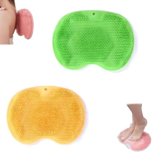 Back Scrubber, Shower Foot and Back Scrubber with Suction Cups, Shower Back Scrubber Wall Mounted,Back Scrubber Massage Pad, Foot Scrubber in Shower, for Shower Wall (H)
