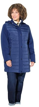 Ulla Popken Damen große Größen Übergrößen Plus Size HYPRAR Hybridjacke, Stepp/Softshell, Stehkragen, Kapuze Nachtblau 46+ 833334740-46+