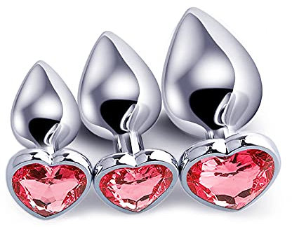Plug anali. 3 pezzi a forma di cuore, kit di plug anale gioiello per allenamento anale, S&M, per adulti, gay, plug anali, donna, uomo, giocattolo sessuale, regali per principianti, coppie