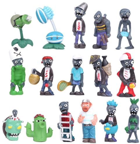 Juego de 16 figuras pequeñas de plantas y zombies para decoración de tartas